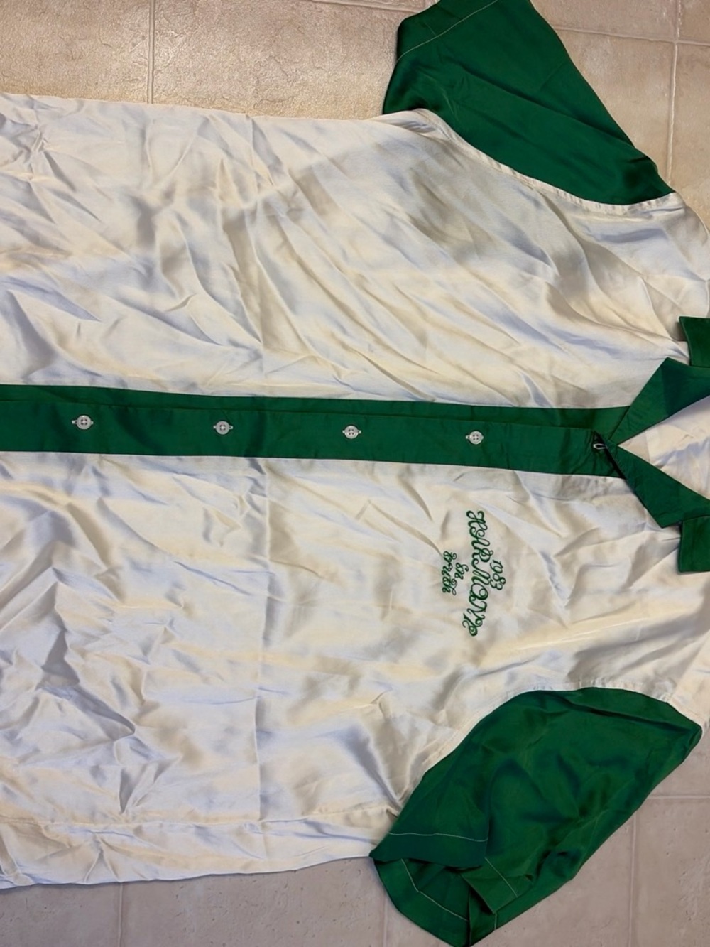 ASOS White and Green Retro Bowling Polo